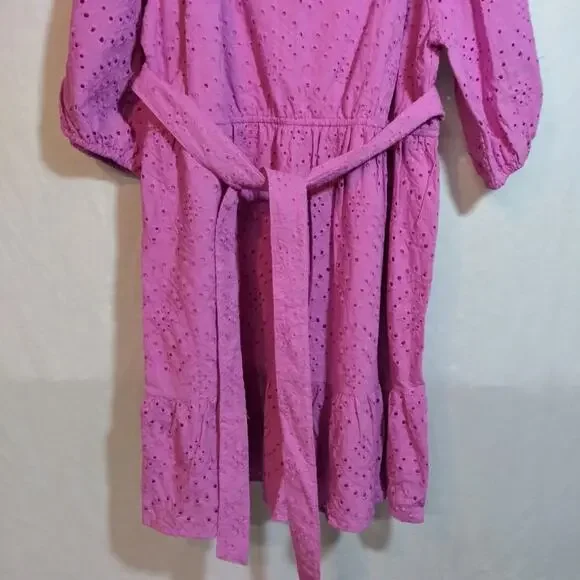 ELOQUII Elements Women’s Belted Eyelet Dress Puff Sleeve Mini Dress Plus Size 18 - Picture 4 of 10